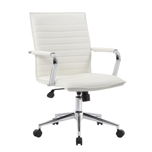 Boss Hospitality Task Chair, White with Fixed Chrome Arms